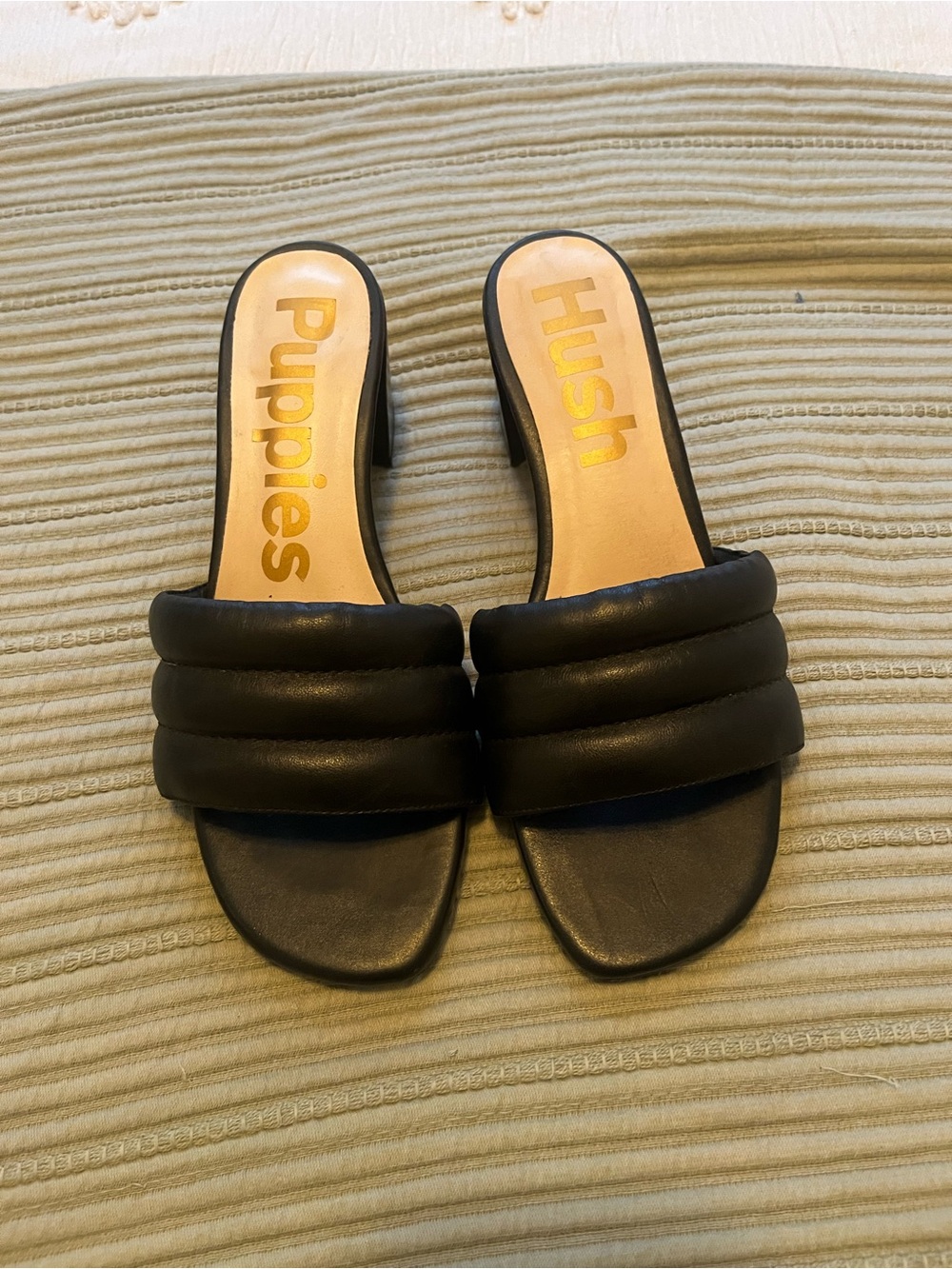 Hush Puppies Black Padded Slide Mules